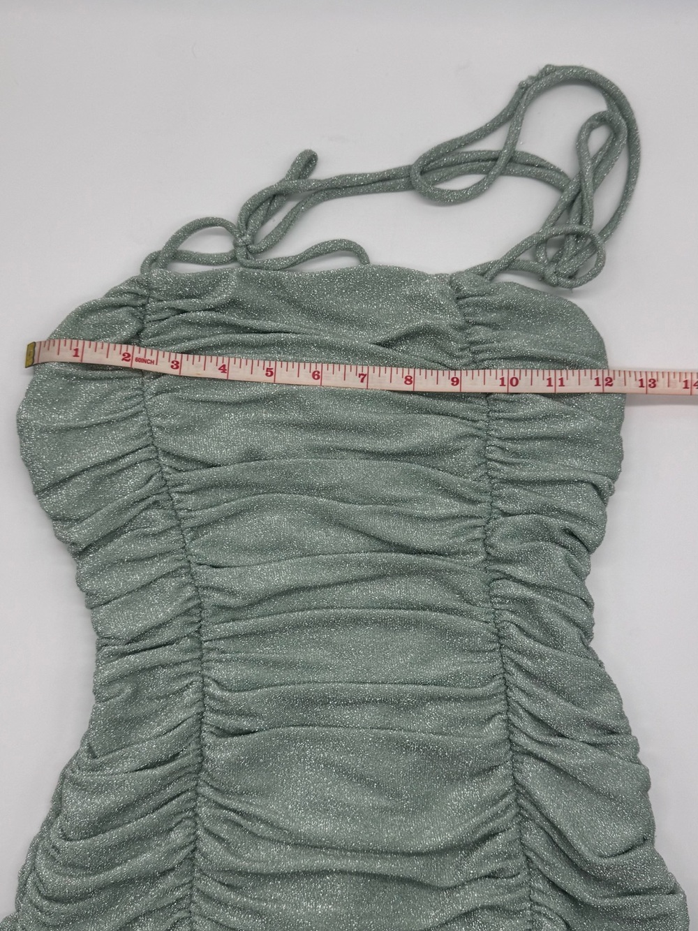 Jump Mint Green Shimmer Ruched Dress Size Small - Picture 7 of 10
